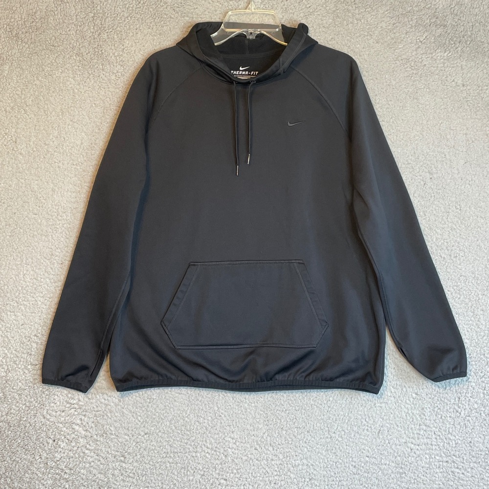 Nike Therma FIT Gray Pullover Hoodie Men's XL Athletic Sweatshirt